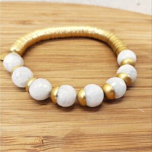 Catherine Page Natural Labradorite Gold Bracelet Contemporary Boho Layer Artwork